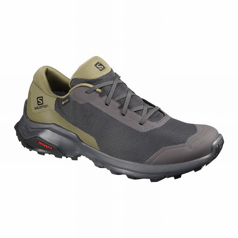 Salomon Singapore Mens Hiking Shoes - X REVEAL GORE-TEX Dark Grey/Olive | 96874-TWXP